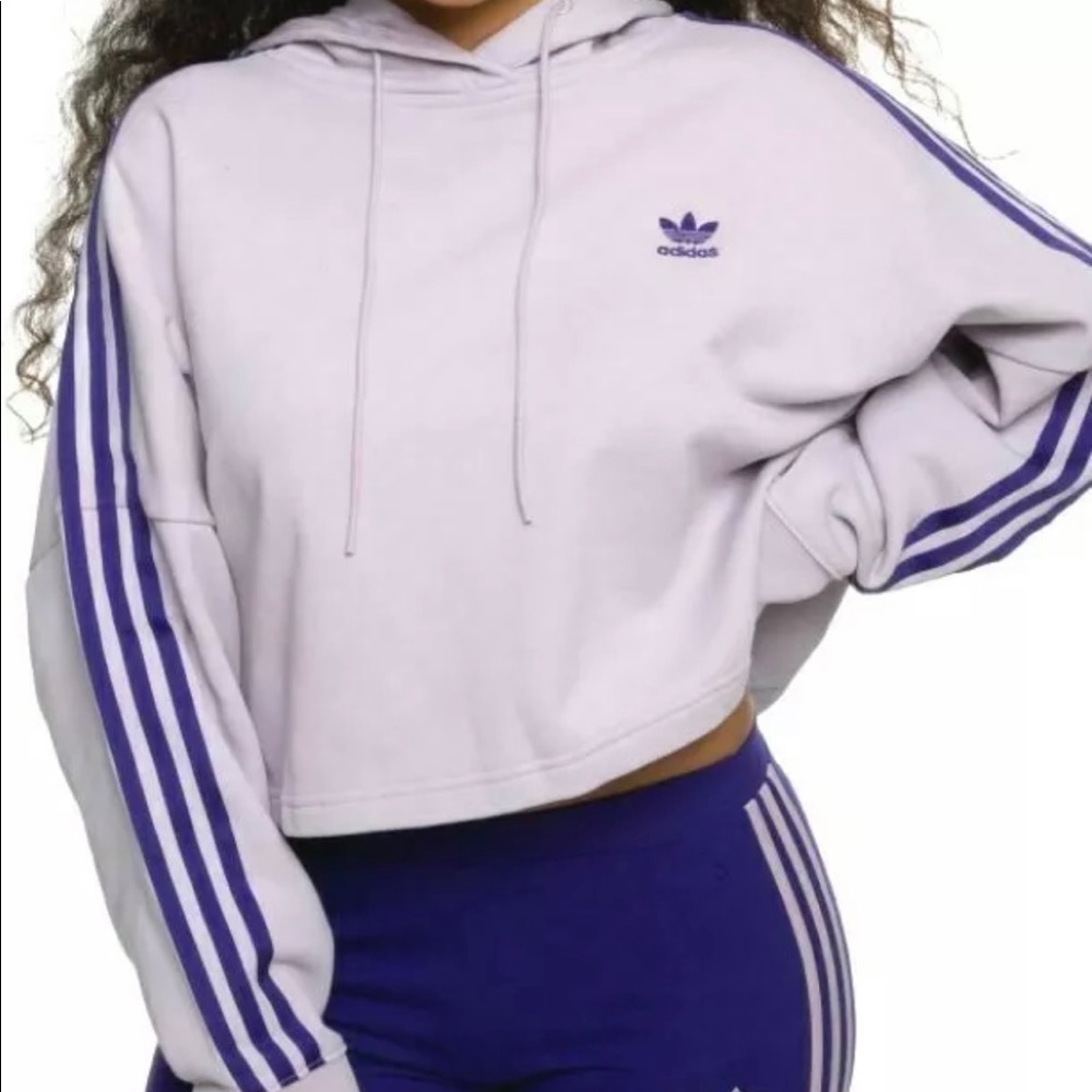 Adidas crop hoodie in Purple